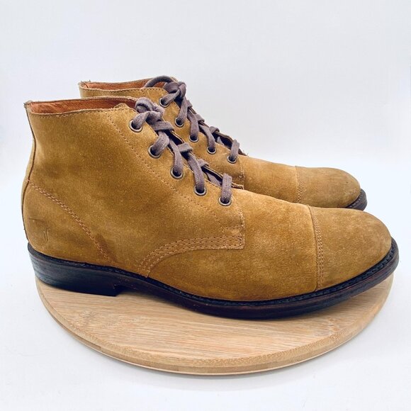 Frye Astor Boots Mens 9.5 Brown Suede Lace Up Chukka Ankle - Picture 6 of 11